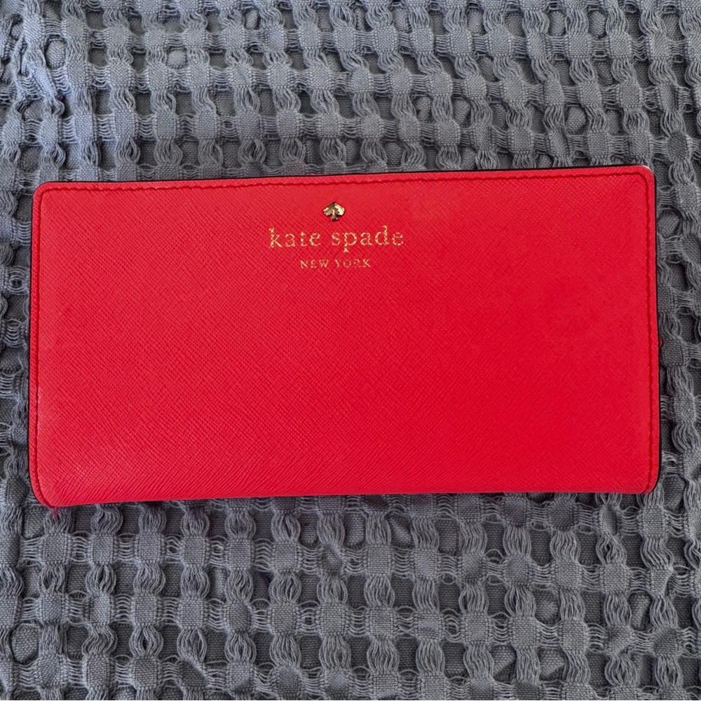 Kate Spade Large Slim Bifold Wallet Coral